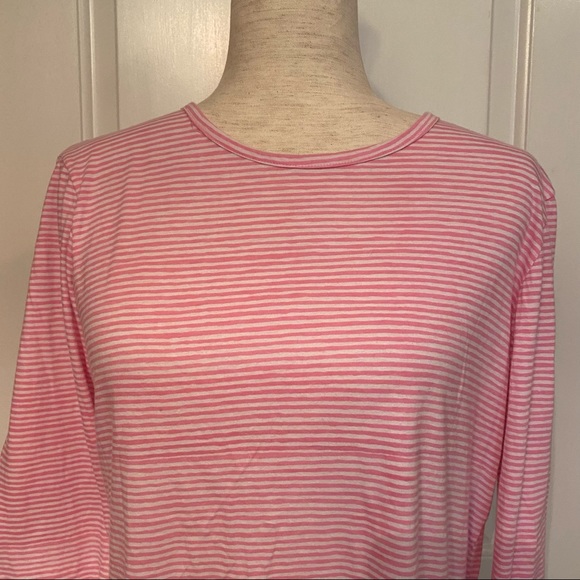 THREE ISLANDS TOP TEE PINK WHITE STRIPE SIZE M - Picture 2 of 10